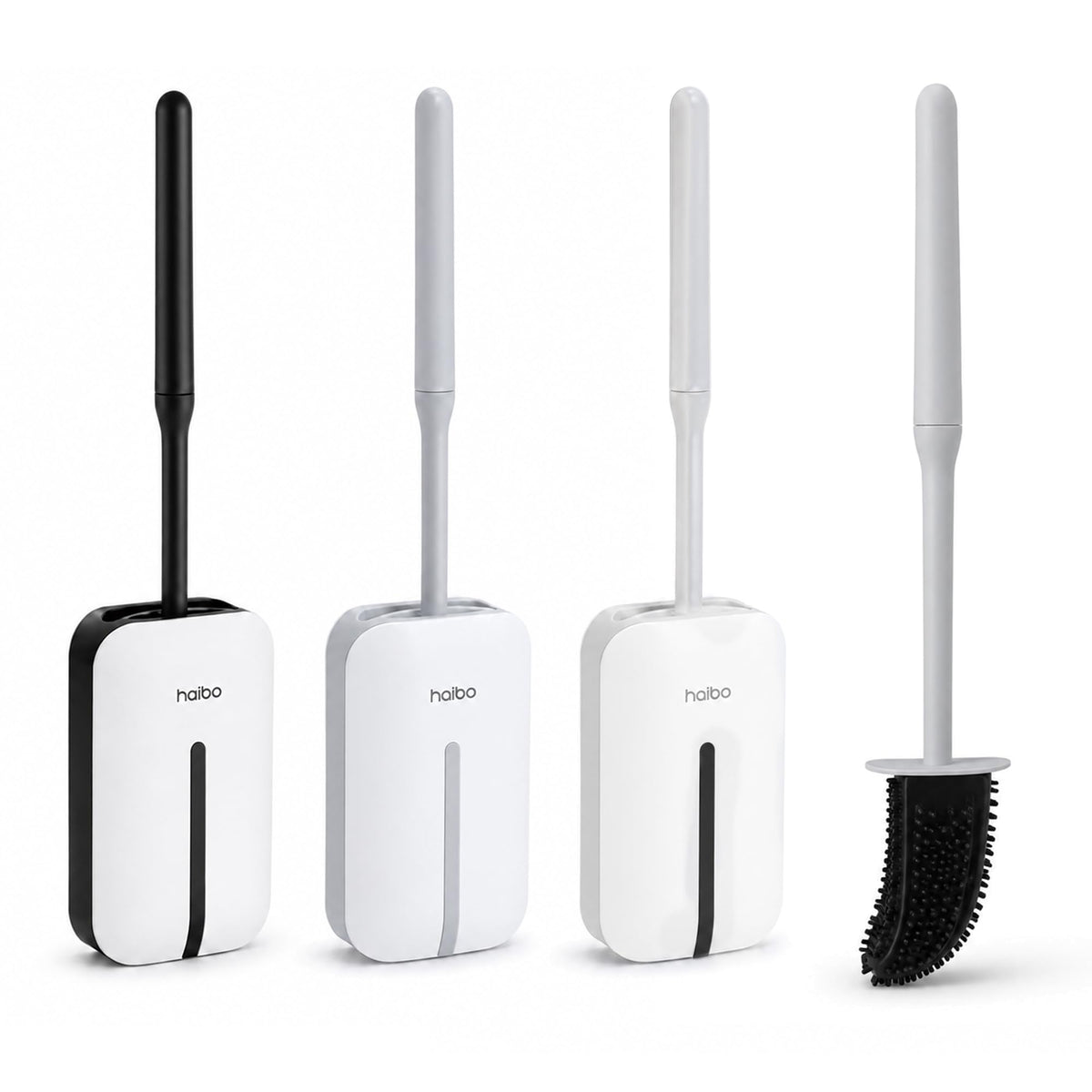 ANGIX Silicone Toilet Brush with Holder, Flexible Flat Head Cleaner