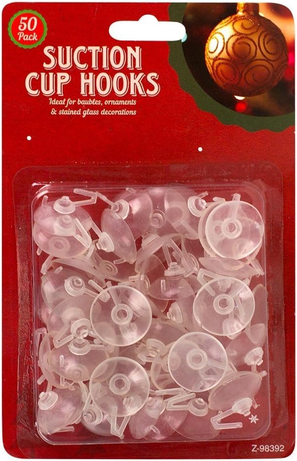 ANGIX 50 Pack Suction Cup Hooks Clear Window Hooks for Xmas Decorations