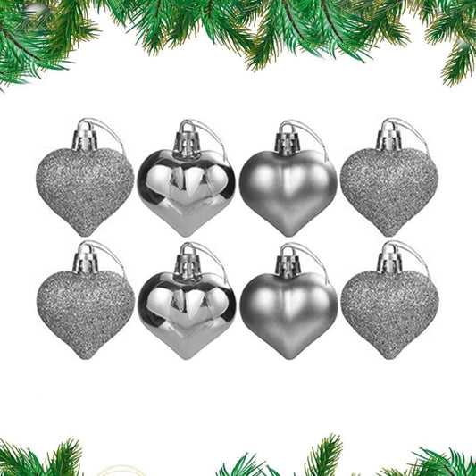 Christmas Heart Baubles Hanging Ornaments