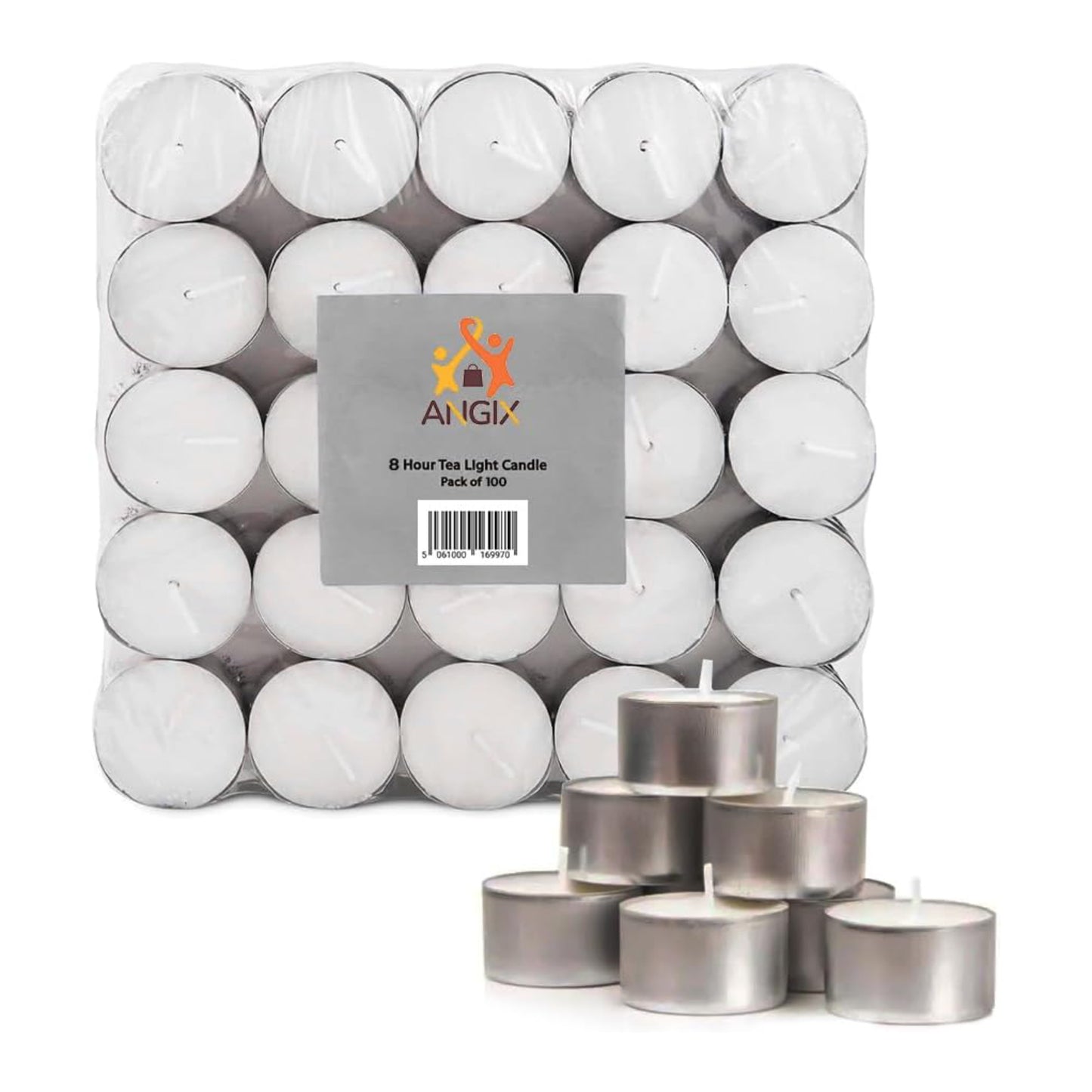 8 Hour Tea Light Candles - ( 25 Pack, White )