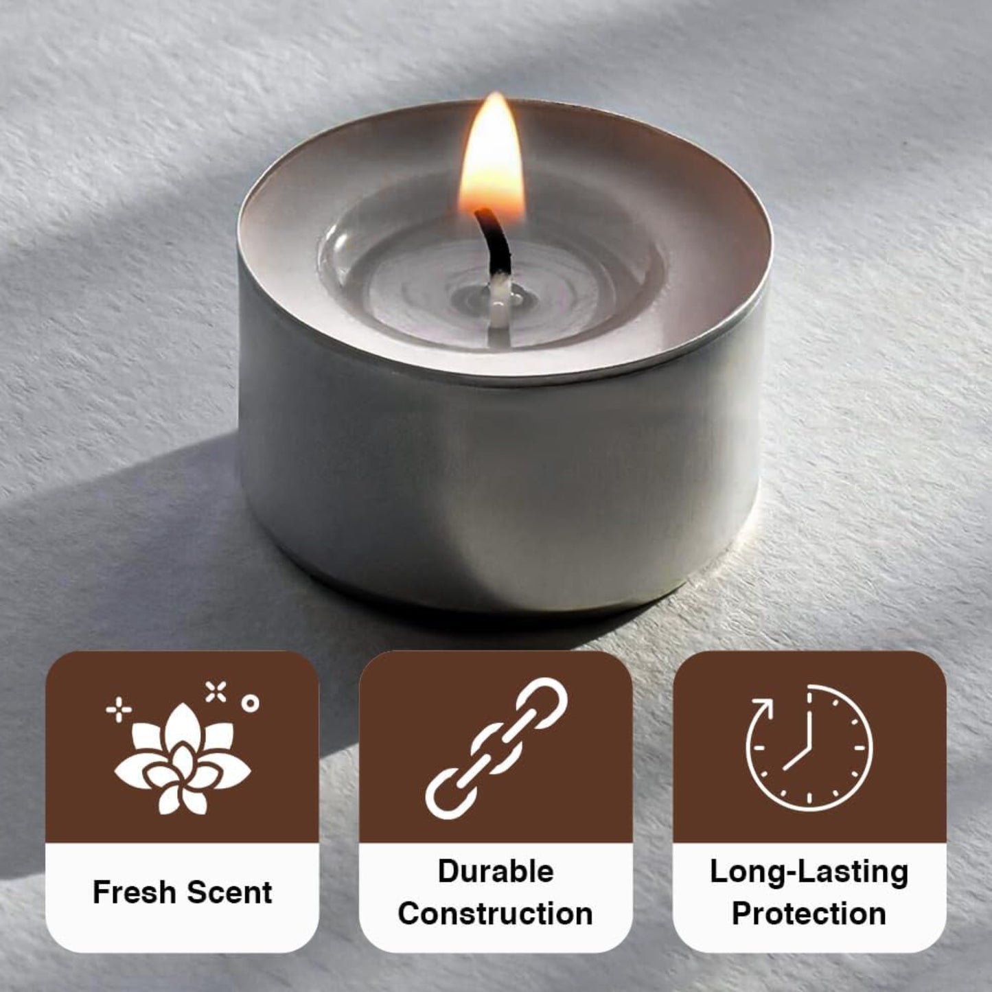 8 Hour Tea Light Candles - ( 25 Pack, White )