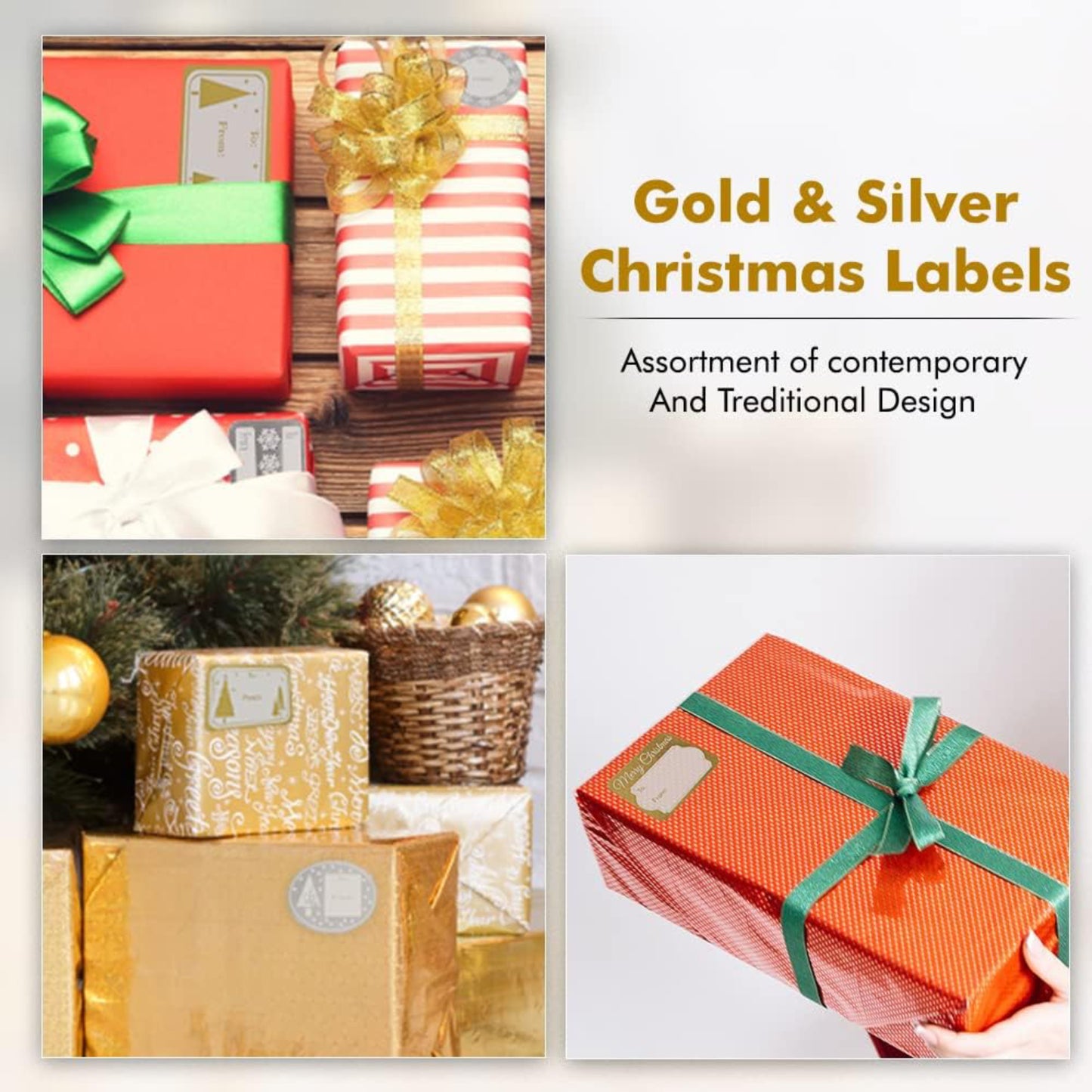 Foiled Self Adhesive Gift Labels Gold & Silver