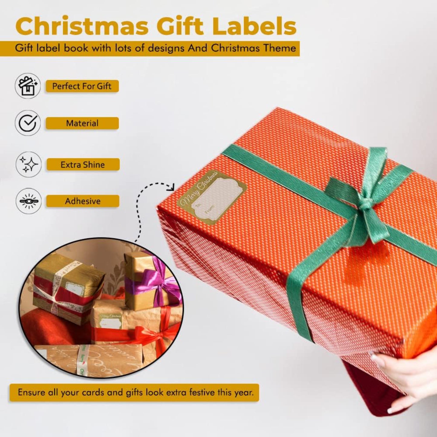 Foiled Self Adhesive Gift Labels Gold & Silver