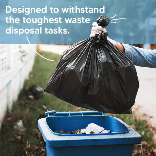 Heavy Duty Black Bin Liners Bag Rolls - 6 pack, 20 bag Each Pack