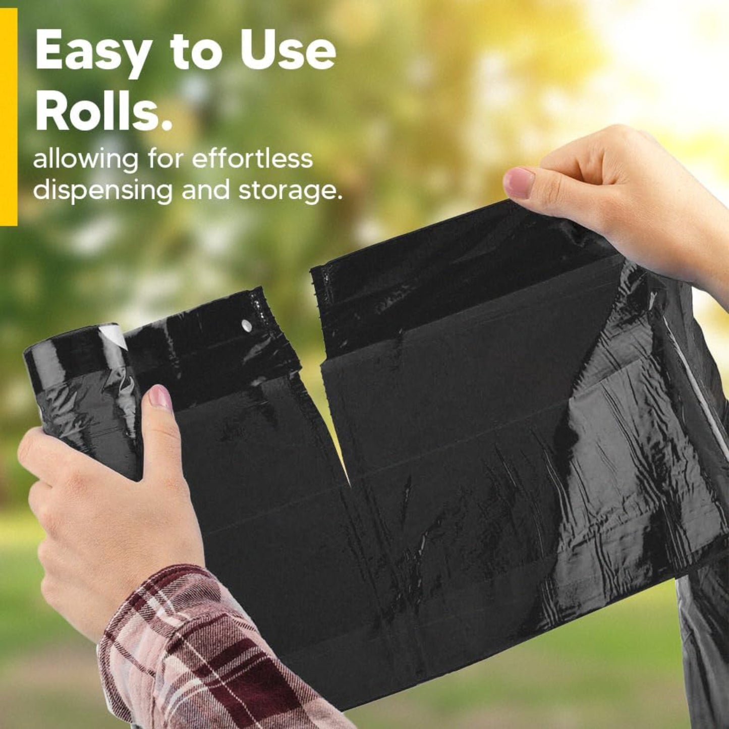 Heavy Duty Black Bin Liners Bag Rolls - 6 pack, 20 bag Each Pack