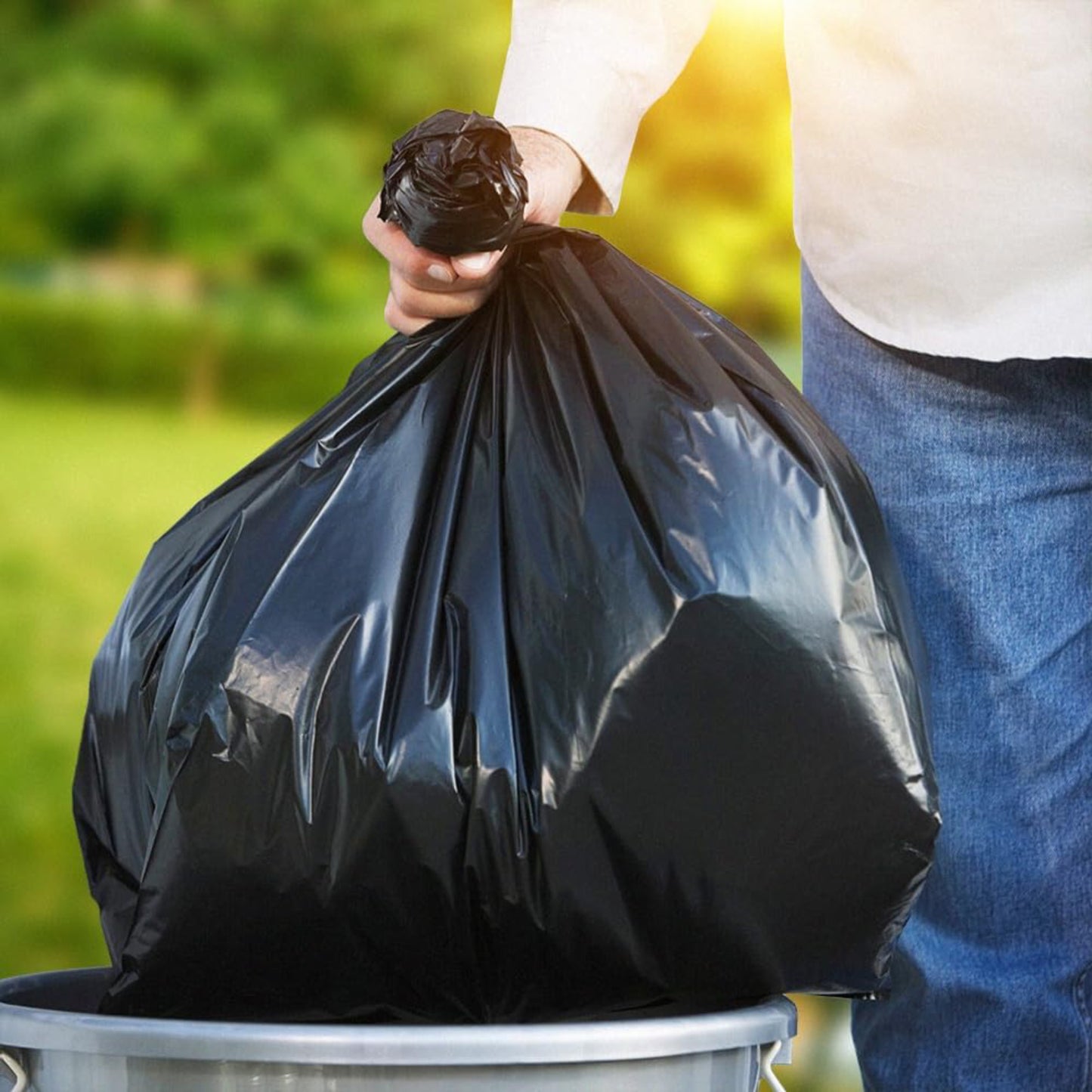 Heavy Duty Black Bin Liners Bag Rolls - 6 pack, 20 bag Each Pack