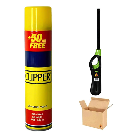 1 Clipper Gas 300ml + 1 Refillable BBQ Lighter