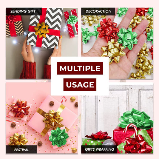 Metallic Gift Bows Mix Color Red, Gold & Green