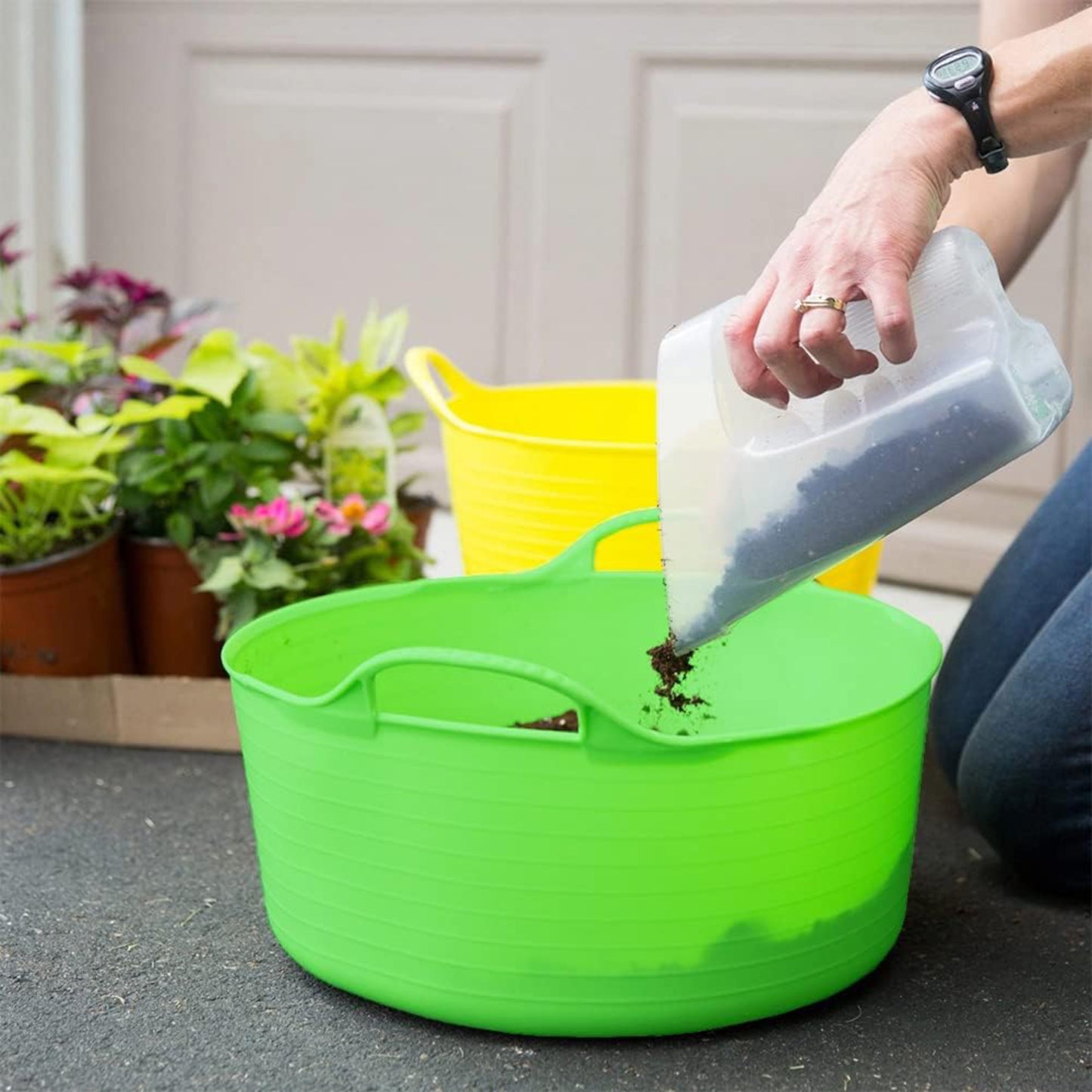 Shallow Tub With Double Handles - 15Ltr, Green