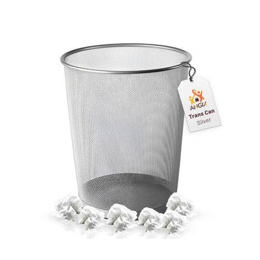 Round Trash Can Silver