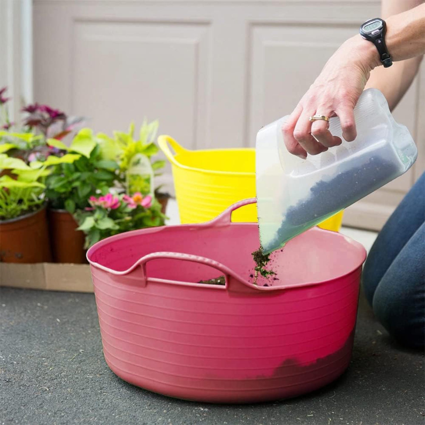 Shallow Tub With Double Handles - 15Ltr, Pink