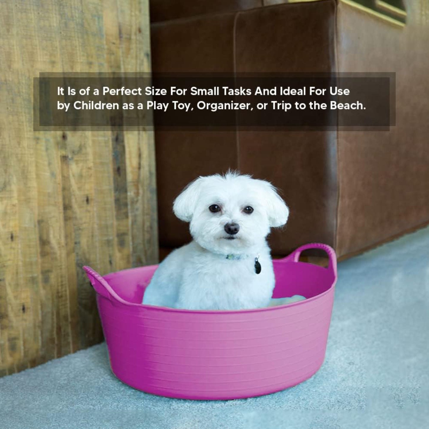 Shallow Tub With Double Handles - 15Ltr, Pink