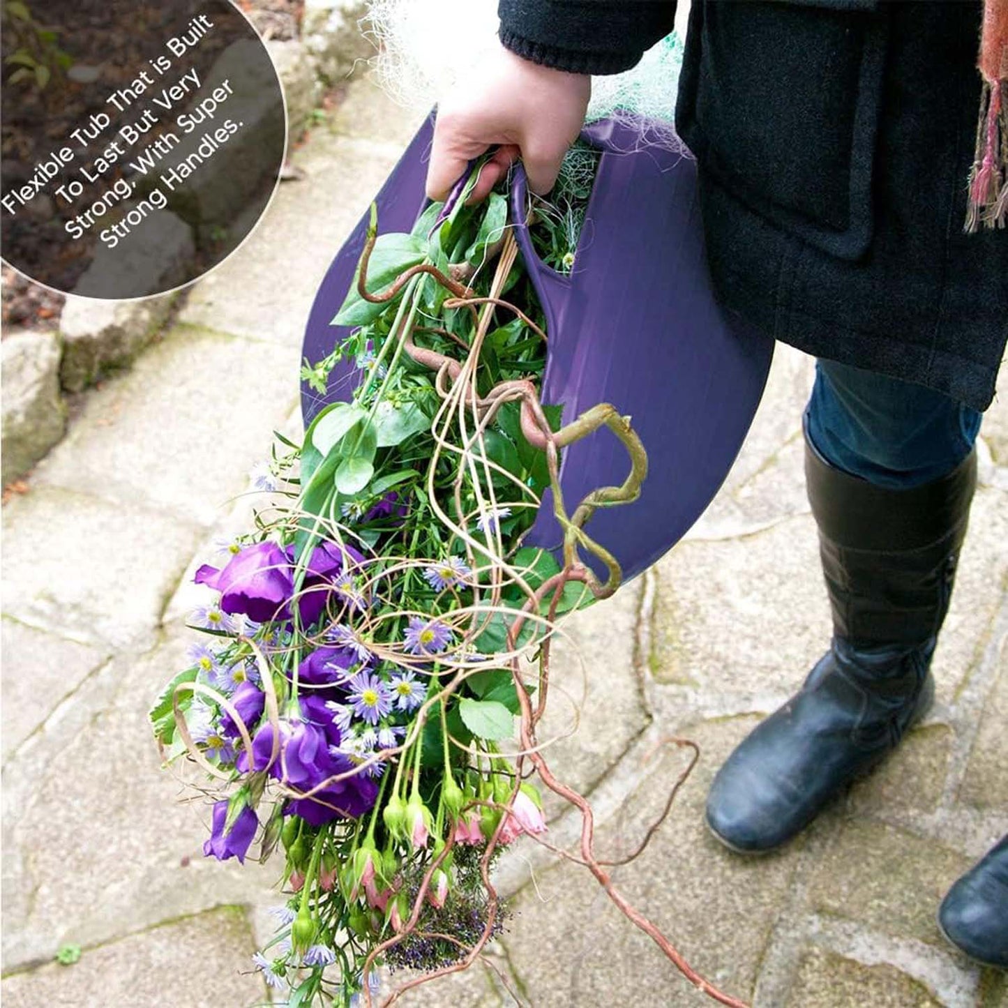 Shallow Tub With Double Handles - 15Ltr, Purple