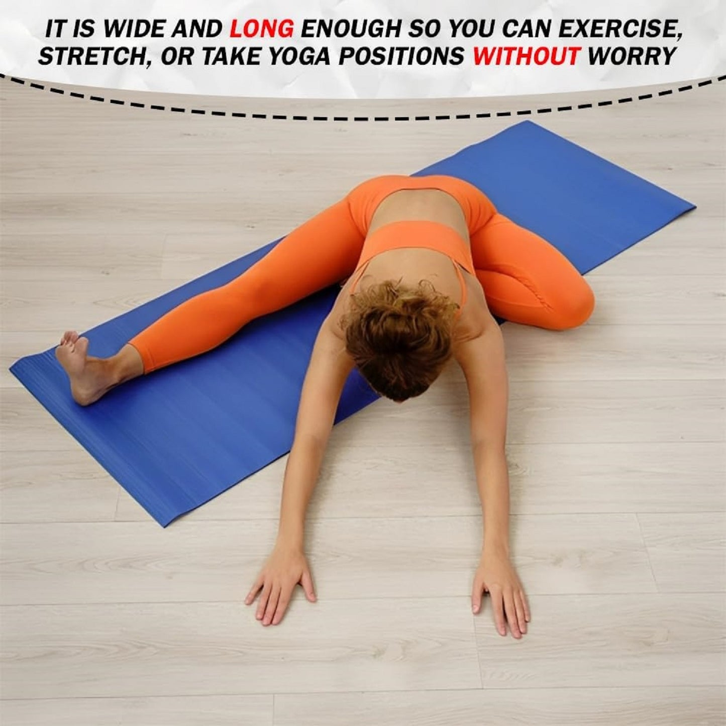 Yoga Mat Large & 10mm Thick - 183 x 60cm, Blue