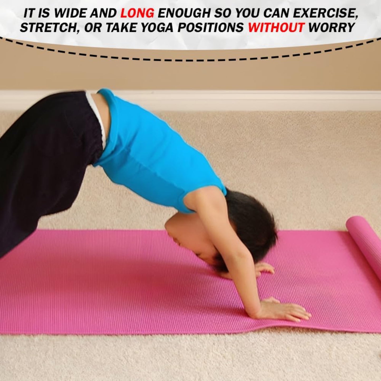 Yoga Mat Large & 10mm Thick Pink