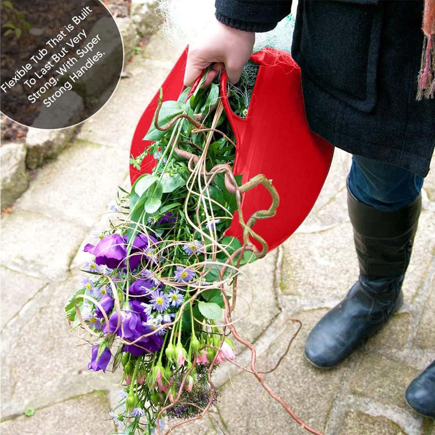 Shallow Tub With Double Handles - 15Ltr, Red