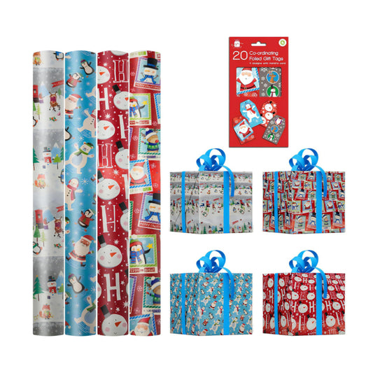 Christmas Wrapping Paper Roll with Tags