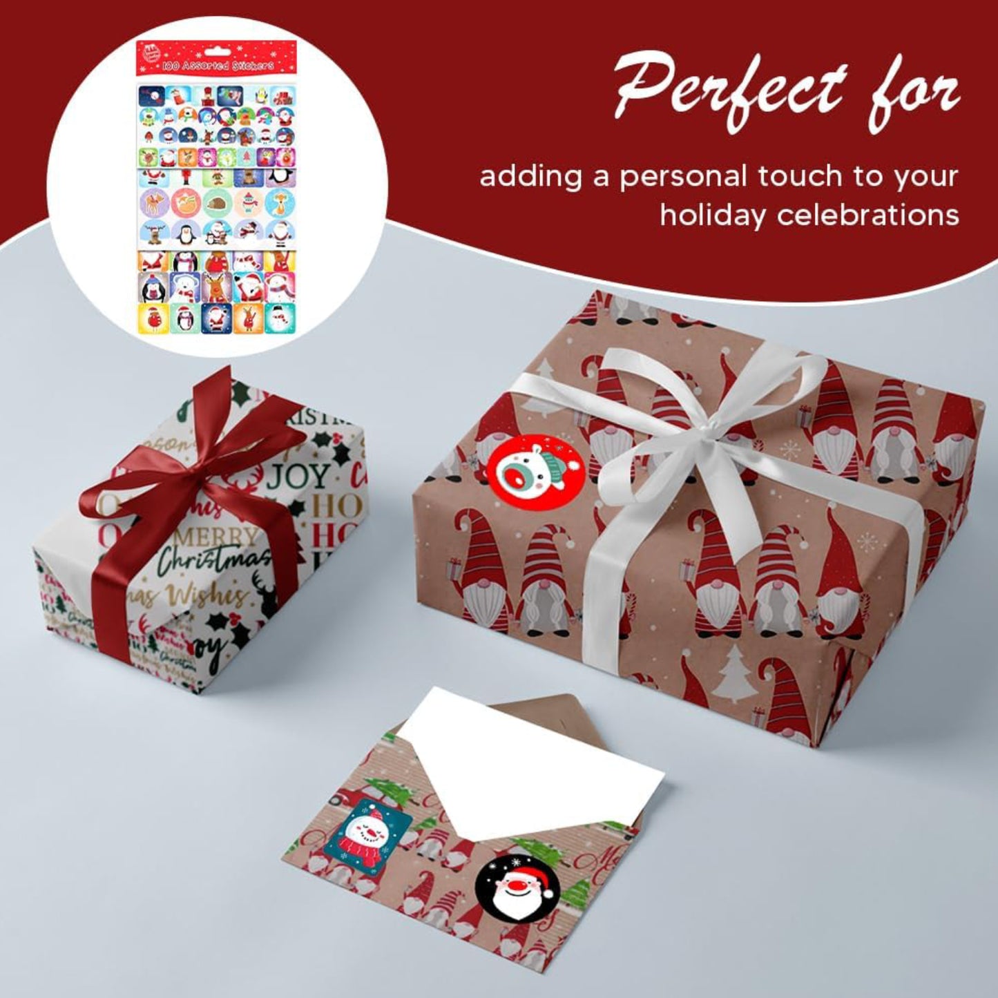 Assorted Christmas Stickers for Xmas Presents - 100pcs