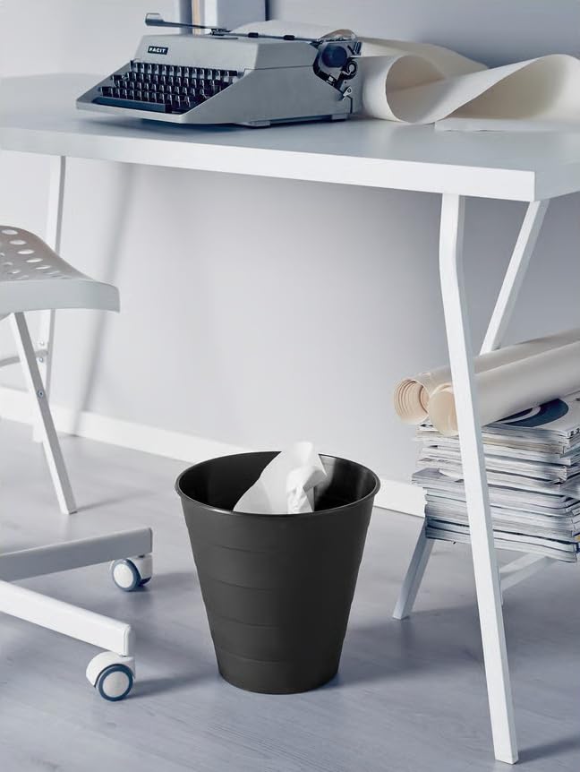 Waste Paper Bin Made from Polypropylene, Black, Diameter 28cm, Height: 28cm, Volume: 10Litres, Plastic