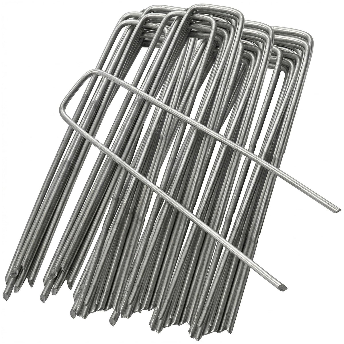 ANGIX 50 x Garden Pegs 6 Inch Galvanised Steel U Shaped Ground Stakes Heavy Duty Lawn Staples for Weed Membrane Artificial Grass Netting Landscaping Pins