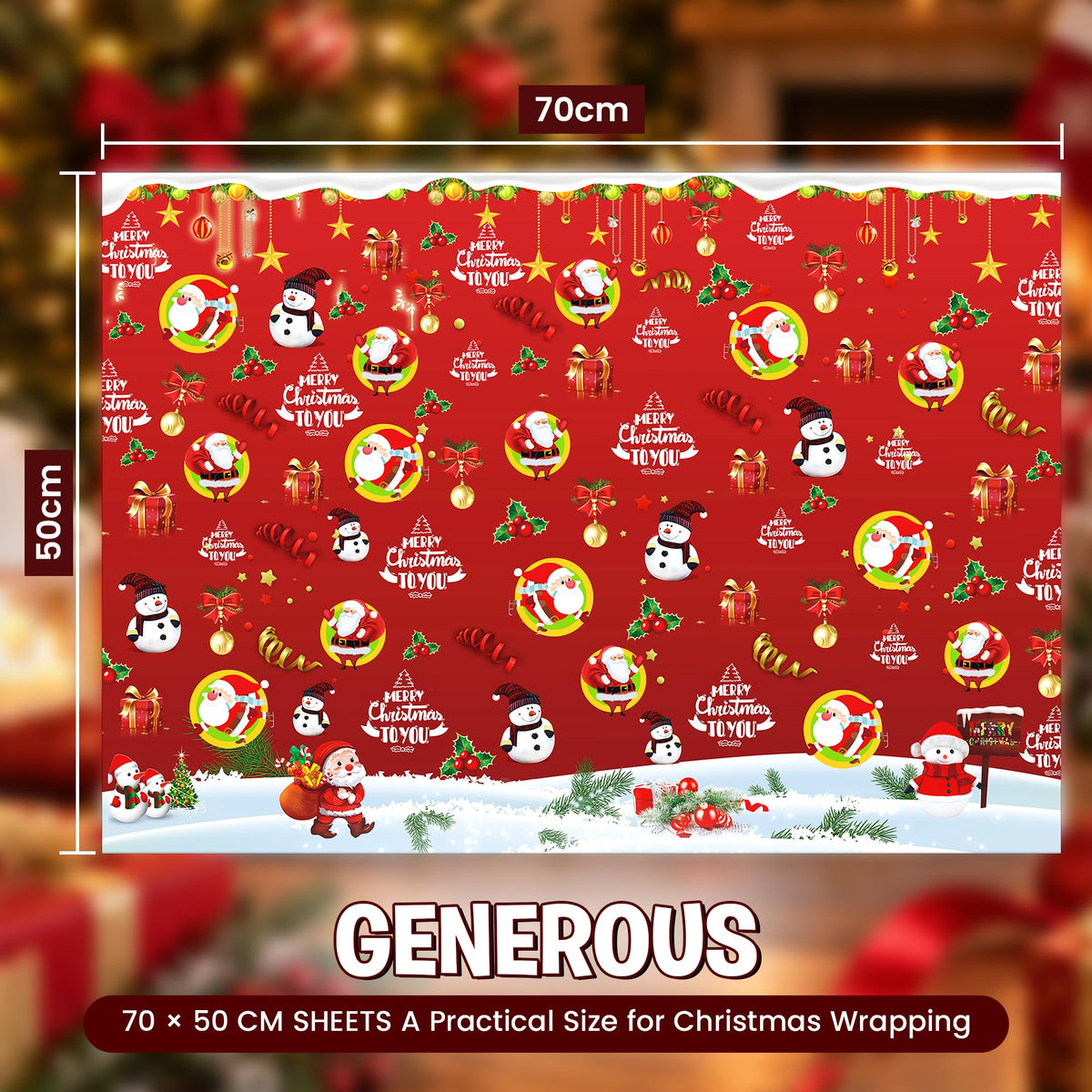 ANGIX 32 x Large Sheets of Christmas Wrapping Paper 70 x 50cm Cute & Traditional Assorted Designs Xmas Present Wrapping Paper for Gift Wrap