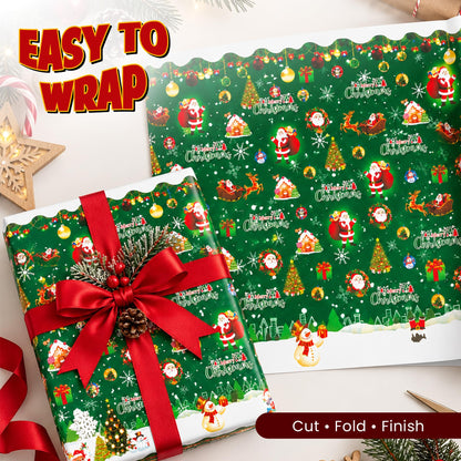 ANGIX 32 x Large Sheets of Christmas Wrapping Paper 70 x 50cm Cute & Traditional Assorted Designs Xmas Present Wrapping Paper for Gift Wrap