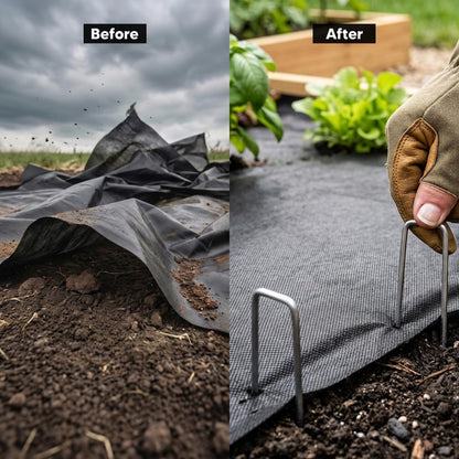 ANGIX 50 x Garden Pegs 6 Inch Galvanised Steel U Shaped Ground Stakes Heavy Duty Lawn Staples for Weed Membrane Artificial Grass Netting Landscaping Pins
