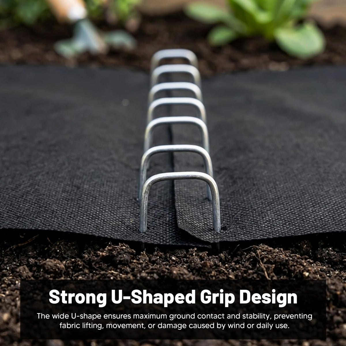 ANGIX 50 x Garden Pegs 6 Inch Galvanised Steel U Shaped Ground Stakes Heavy Duty Lawn Staples for Weed Membrane Artificial Grass Netting Landscaping Pins
