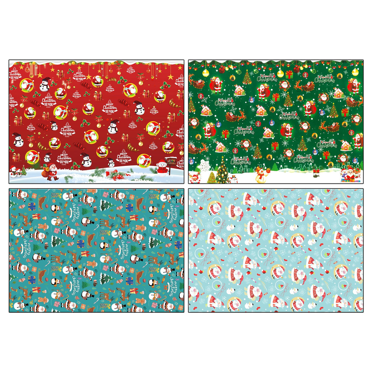 ANGIX 32 x Large Sheets of Christmas Wrapping Paper 70 x 50cm Cute & Traditional Assorted Designs Xmas Present Wrapping Paper for Gift Wrap