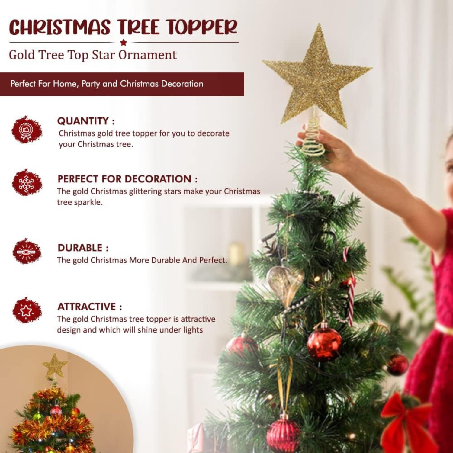 Christmas Tree Topper Star Gold