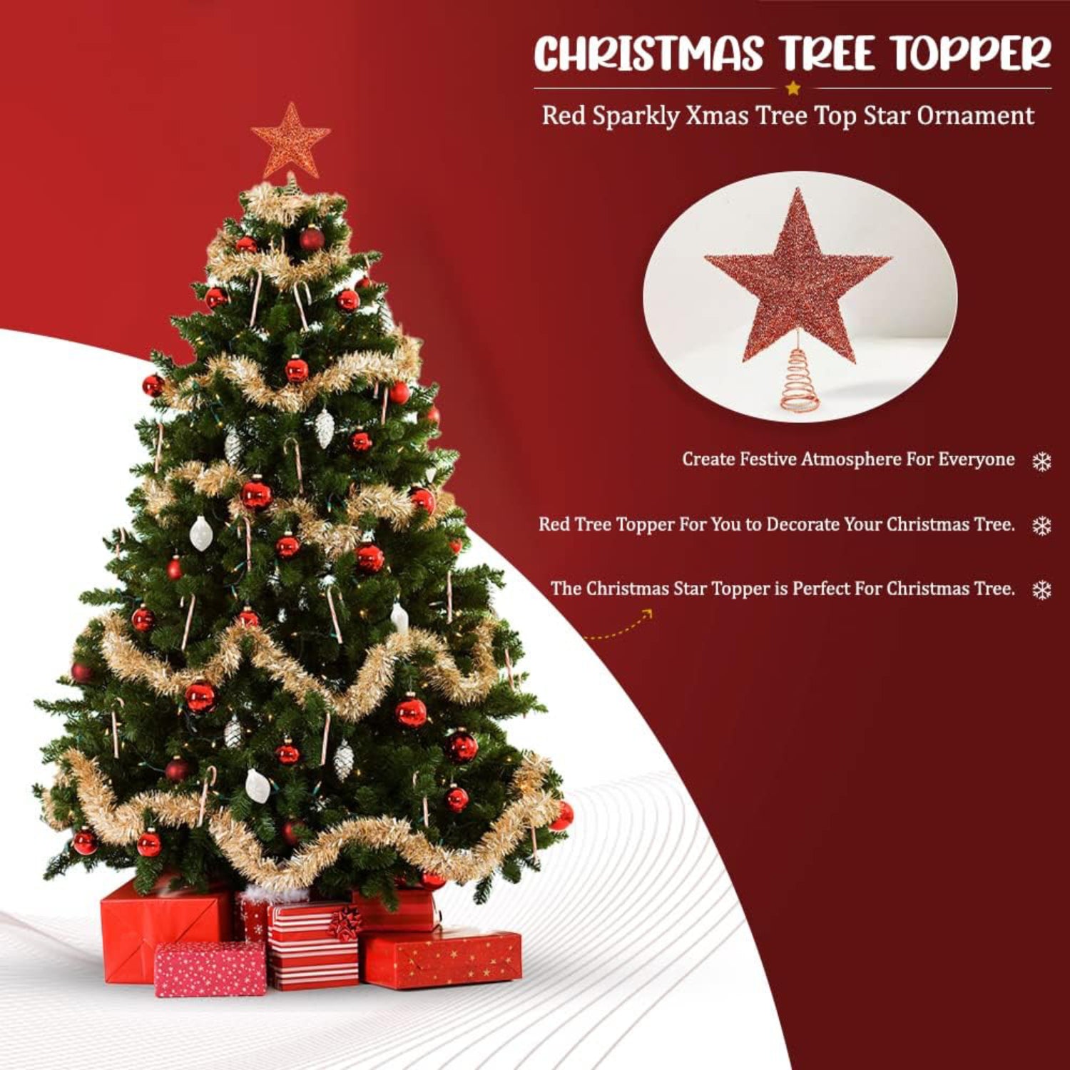 Christmas Tree Topper Star Red