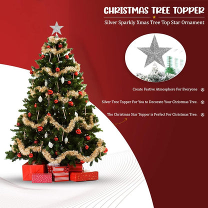 Christmas Tree Topper Star - 27cm, Silver