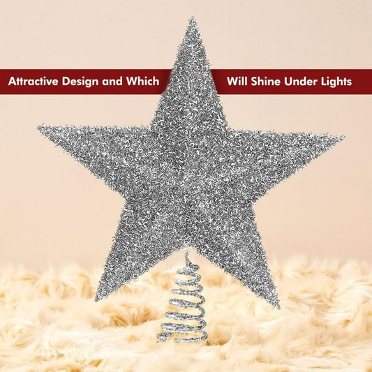 Christmas Tree Topper Star - 27cm, Silver