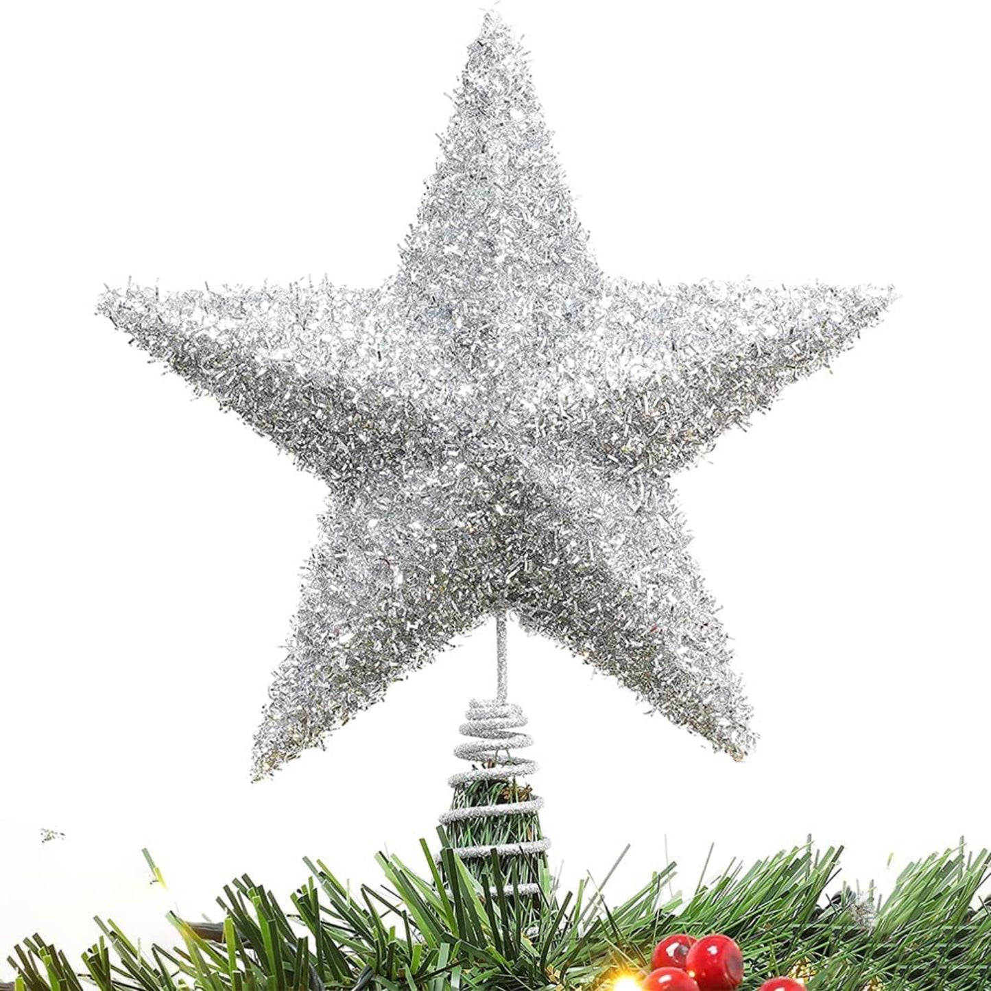Christmas Tree Topper Star - 27cm, Silver