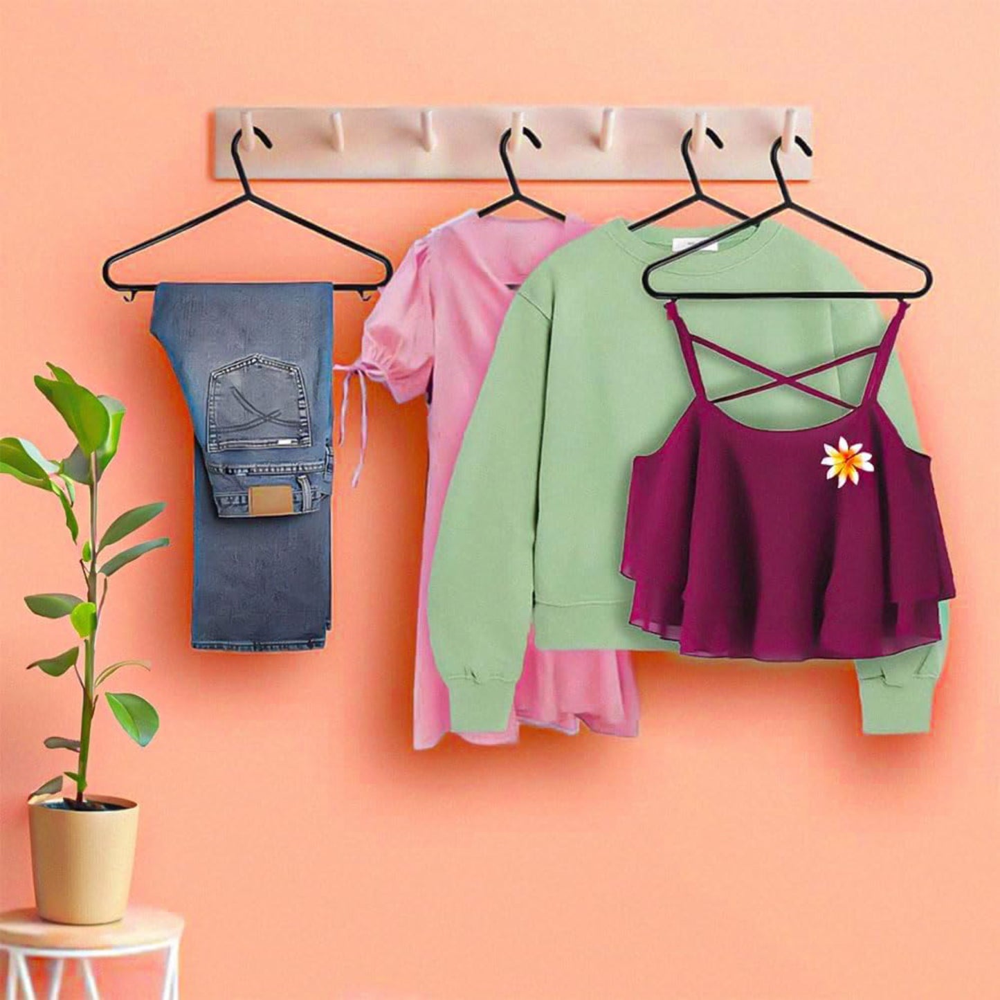 Coat Hangers Black with Suit Trouser Bar and Lips