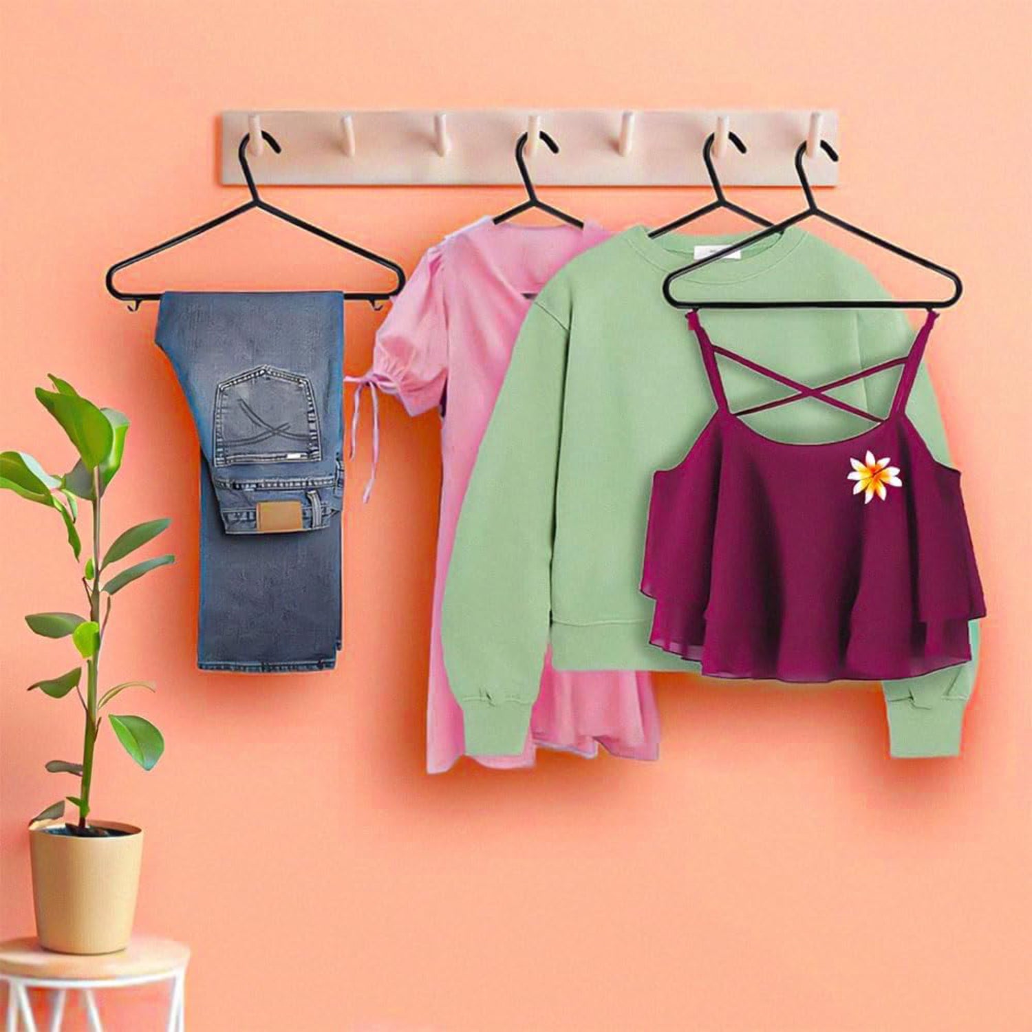 Coat Hangers Black with Suit Trouser Bar and Lips