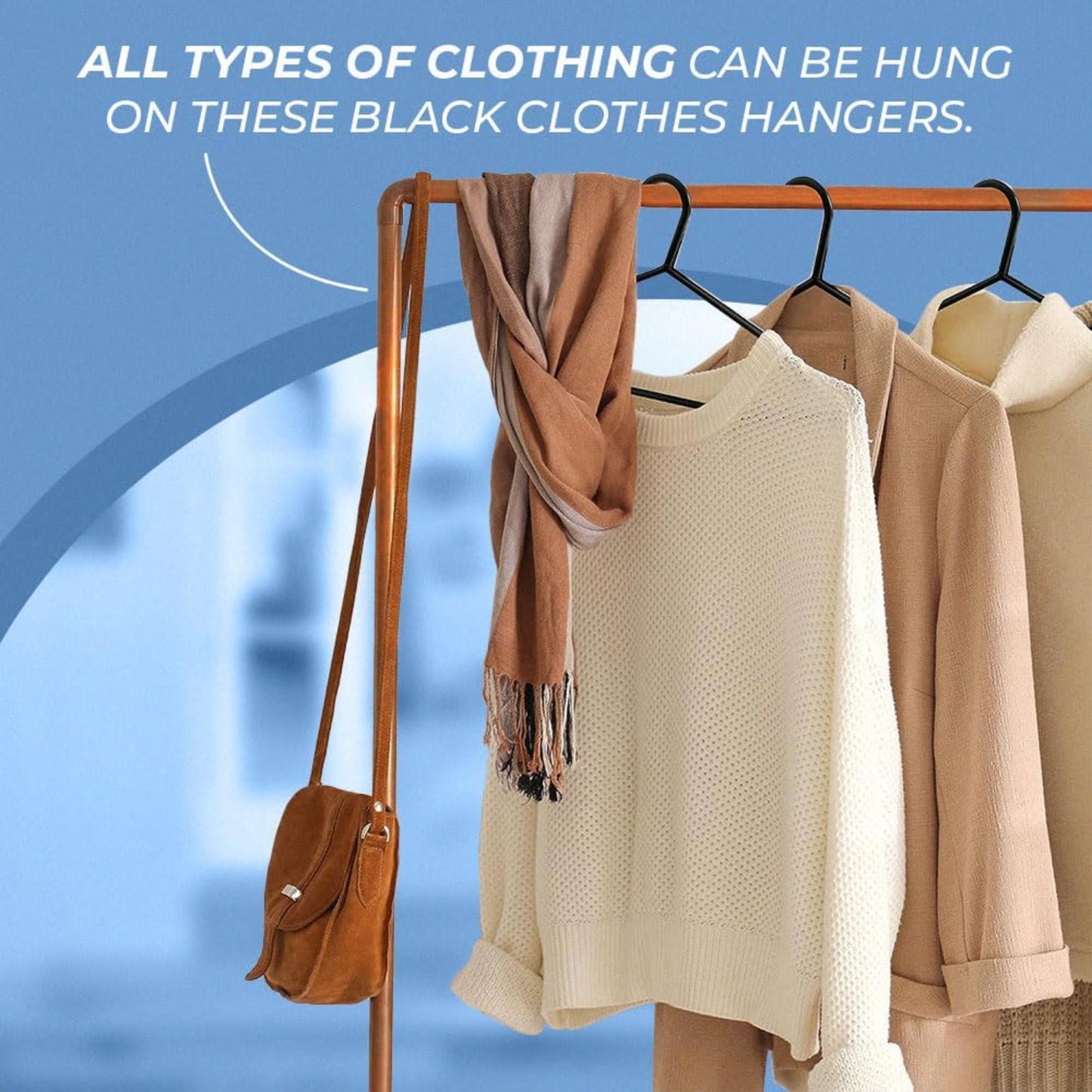 Coat Hangers Black with Suit Trouser Bar and Lips