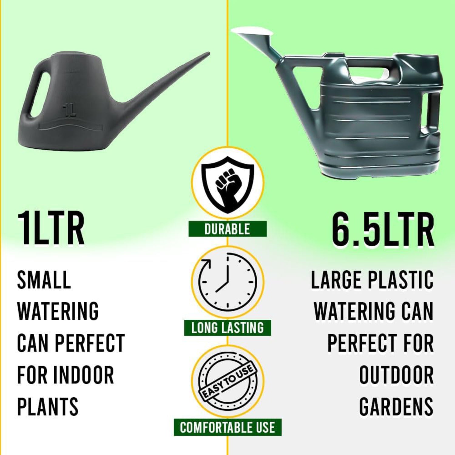 Combo 1L Watering Can Set + 6.5L Capacity, Small Watering Can