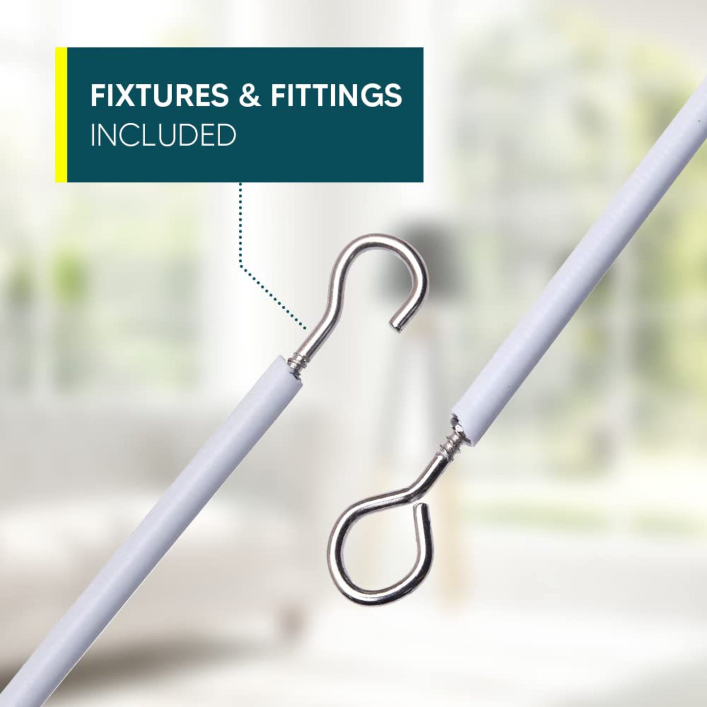 Curtain 3M Wire with 6 Hooks and 6 Eyes