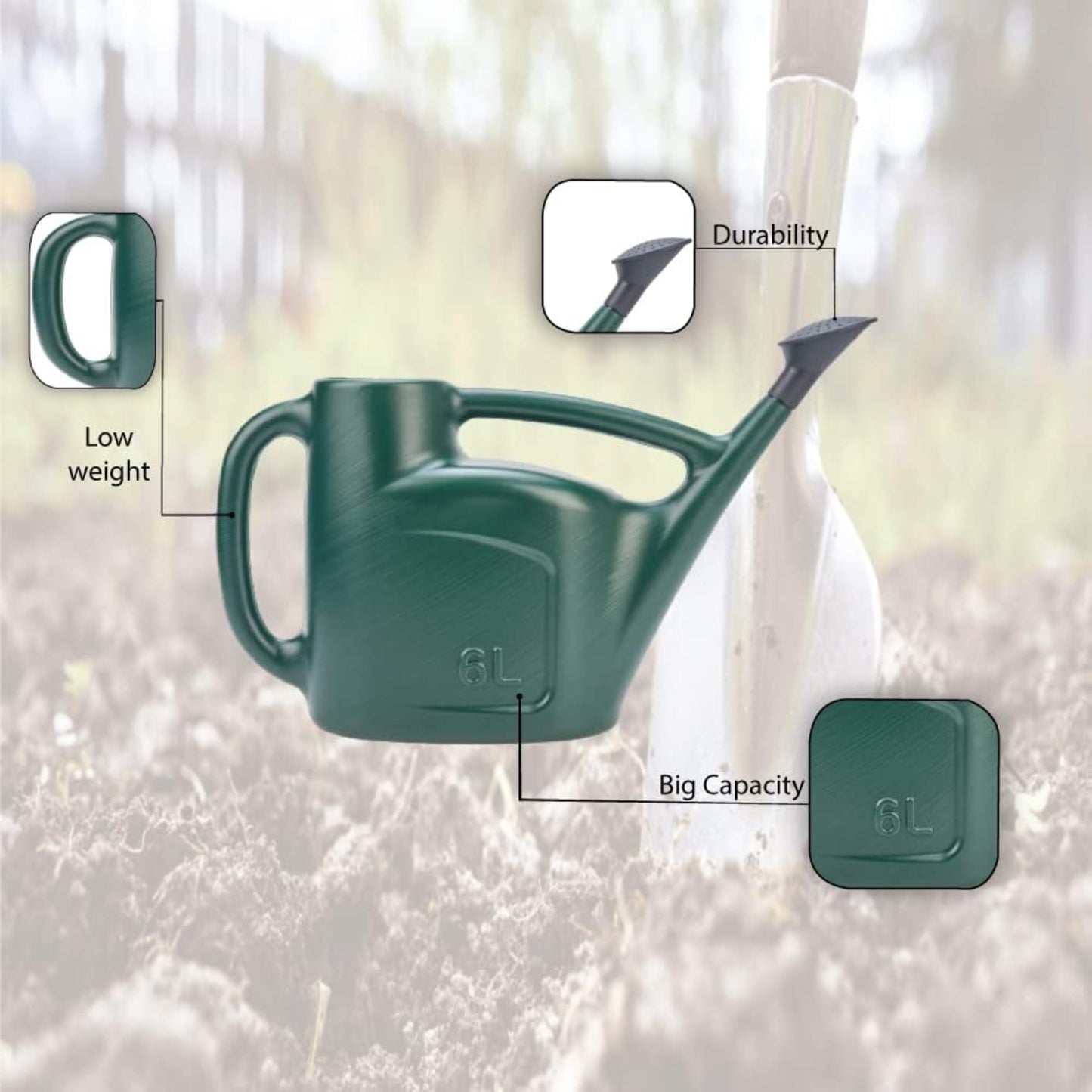 Garden Watering Can - Green, 6L