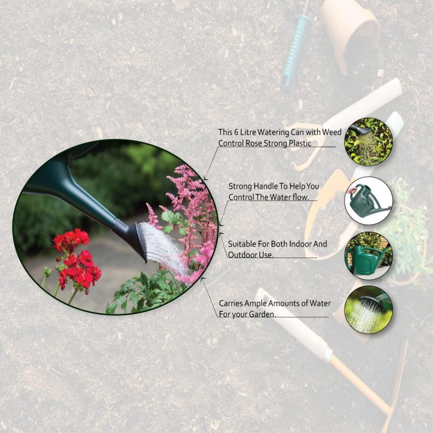 Garden Watering Can - Green, 6L