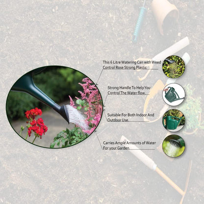 Garden Watering Can - Green, 6L