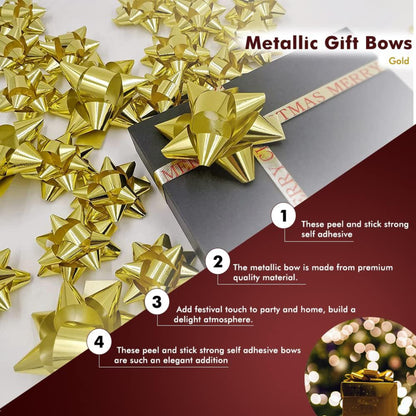 Gold Metallic Gift Bows Self Adhesive