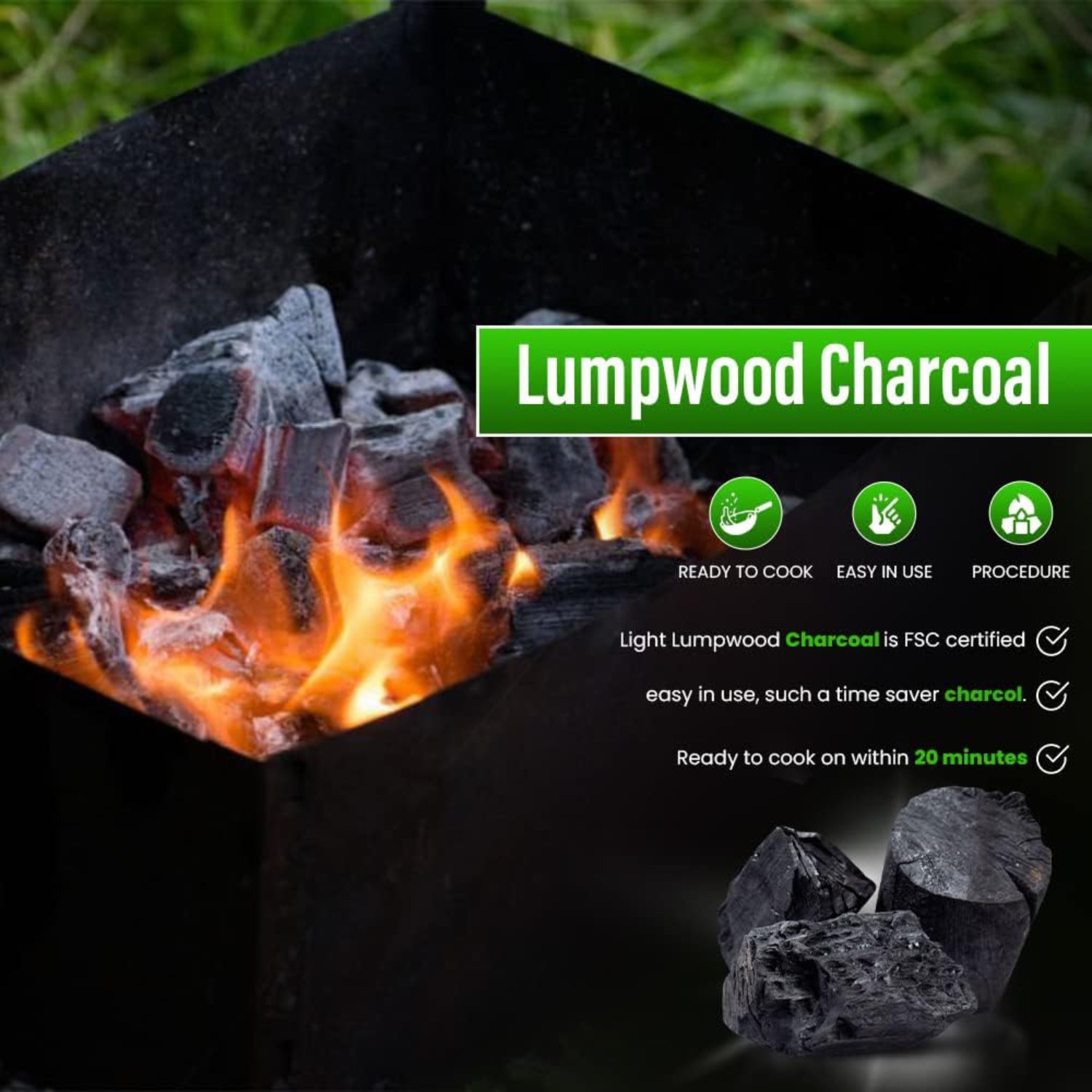 Instant Light Lumpwood Charcoal