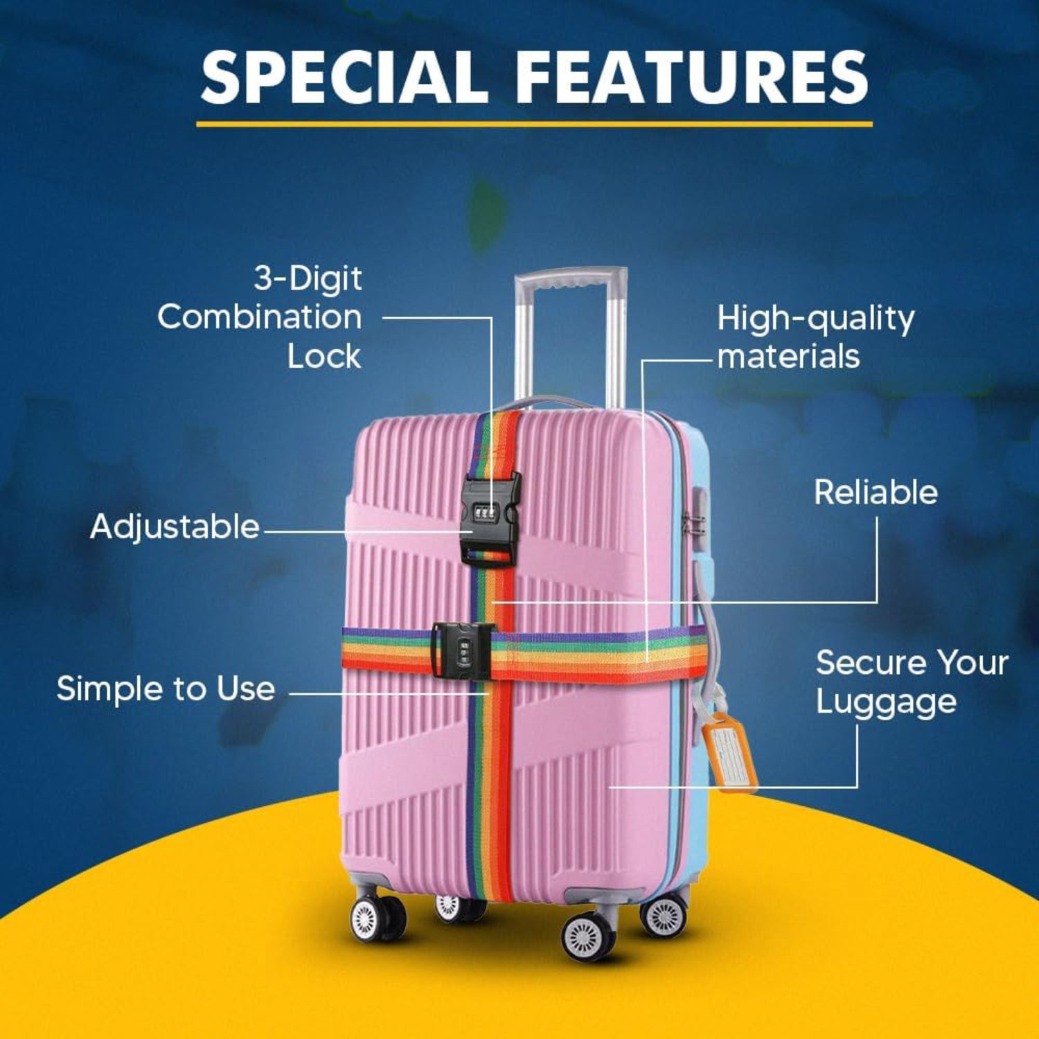 Luggage Straps with Security Lock Clip