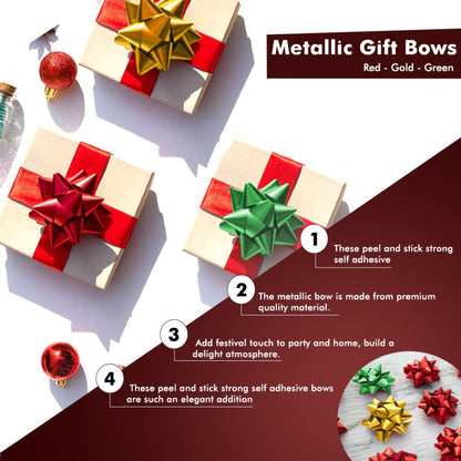 Metallic Gift Bows Mix Color Red, Gold & Green