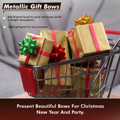 Metallic Gift Bows Mix Color Red, Gold & Green