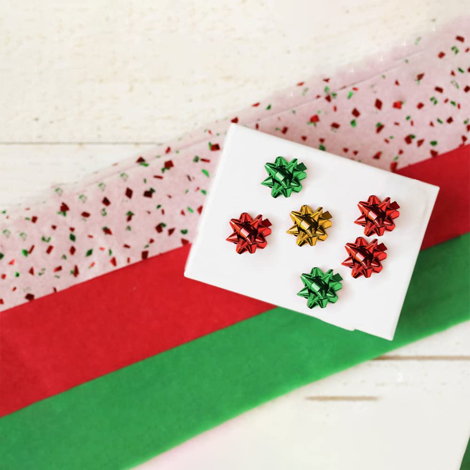 Metallic Gift Bows Mix Color Red, Gold & Green