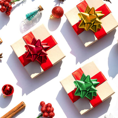 Metallic Gift Bows Mix Color Red, Gold & Green