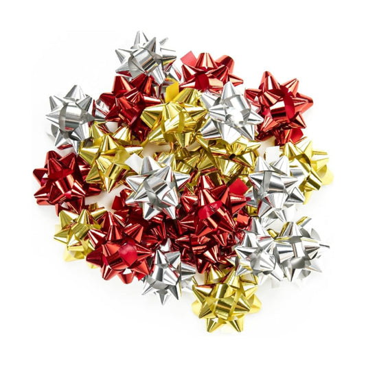 Metallic Gift Bows Mix Color Red, Gold & Silver